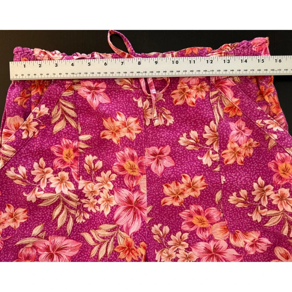 Ann Taylor Linen Pants Women L Petite Wide-Leg Crop Comfort Waist Pull-On Beachy